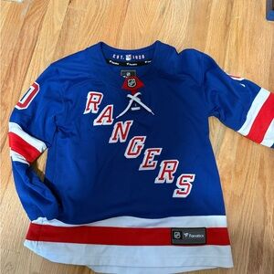 Fanatics Blue and Red Rangers Kids Jersey and 1/4 zip